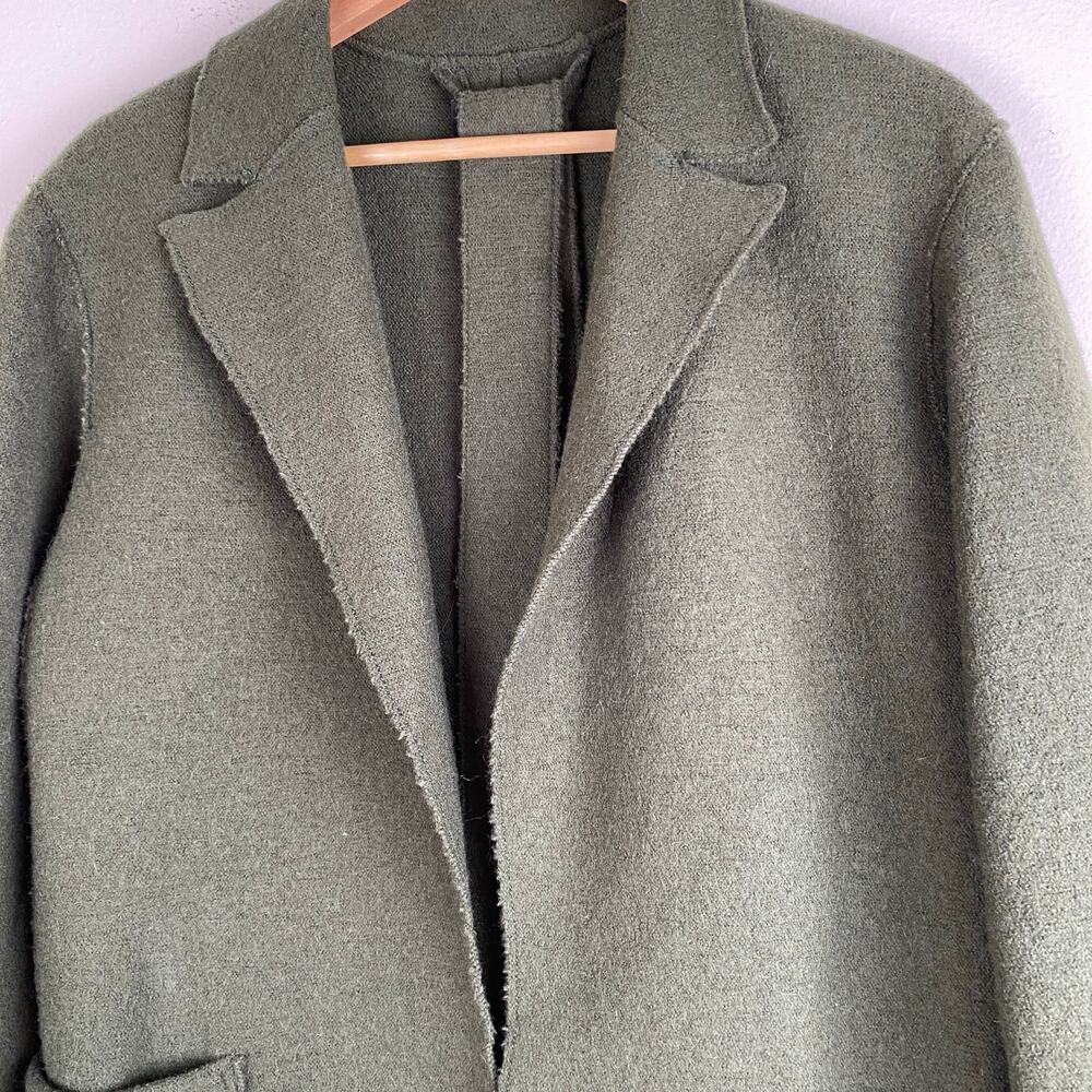 J.Crew Boiled Wool Wrap Coat Forest Green XS Belted - Picture 9 of 15